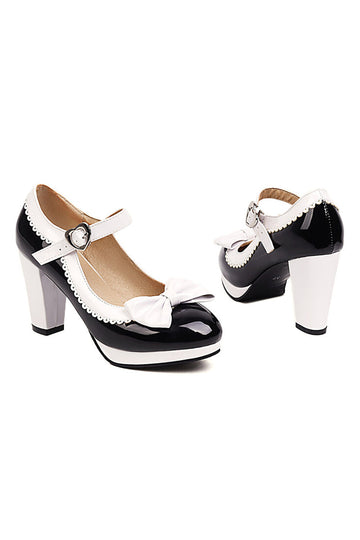 Czarny szpiczasty pasek Regulowany pasek Vintage Buty